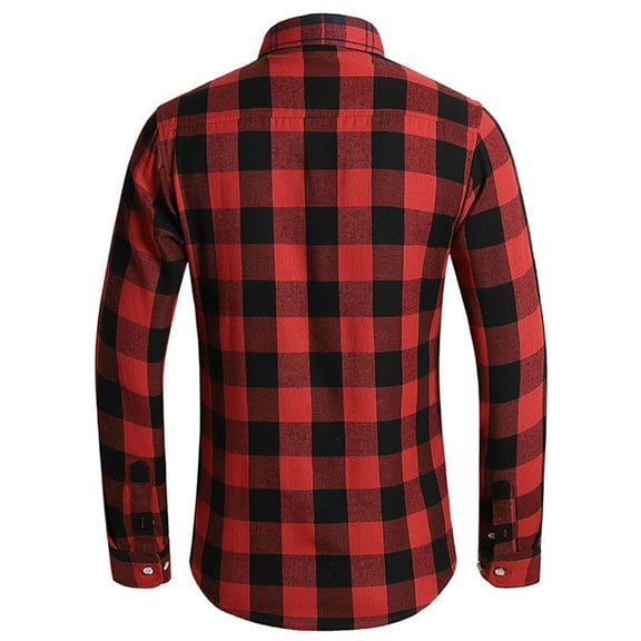 NAFUU Mens Dress Shirts Fashion Men's Autumn Winter Casual Party Long Sleeved Plaid Lapel Comfortable Thick Warm Flannel Shirt With Pockets Formal Business Shirts