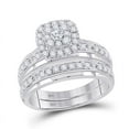 thumbnail image 6 of Solid 10K White Gold His and Hers Real Natural Diamond Trio Three Rings Set Halo Matching Rings Wedding Band Set 1-1/5 Carat - ( 1.20 Cttw ) - Ladies Size 8.5 - Mens Size 11.5, 6 of 7