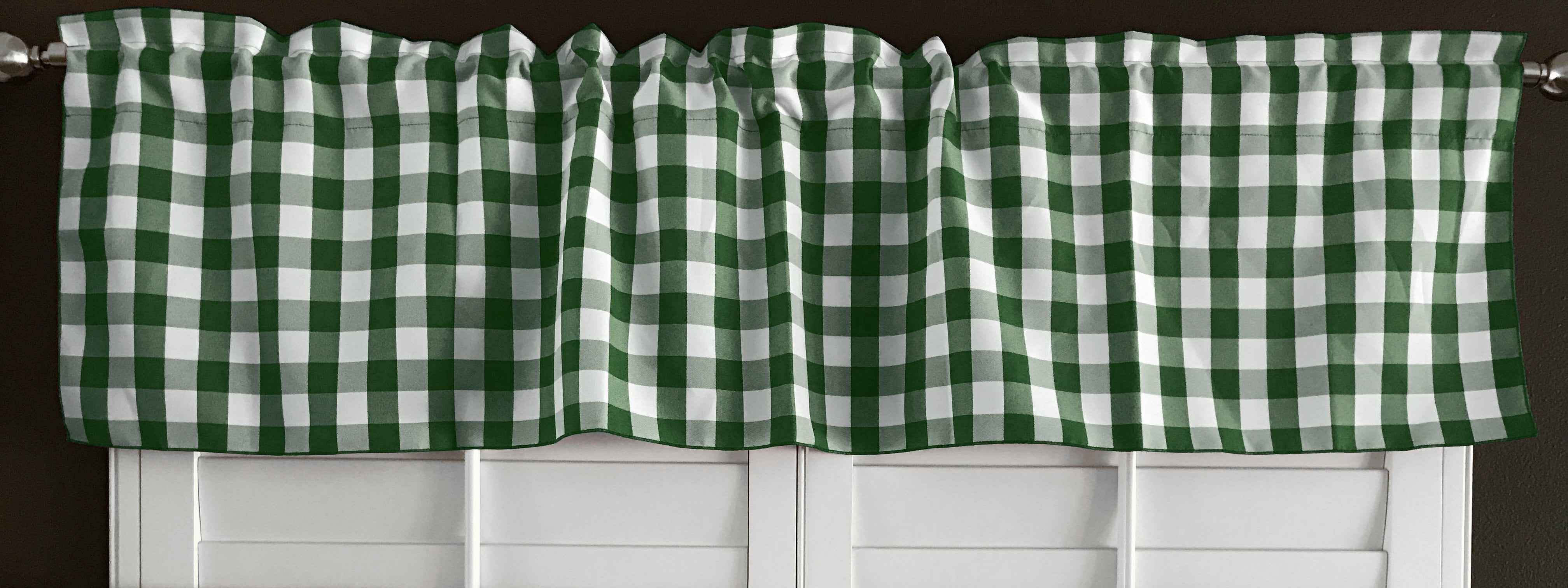 poplin gingham checkered window valance 58 wide hunter green - Walmart.com