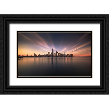 Dai, Wei 14x10 Black Ornate Wood Framed with Double Matting Museum Art Print Titled - A Qfloatingq City