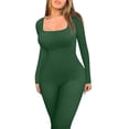 thumbnail image 3 of TAIAOJING Women's Long Sleeve Bodysuit Womens Open Back Long Sleeve Flared Bottom Pants Romper Bodycon Jumpsuit Yoga Rompers, 3 of 6