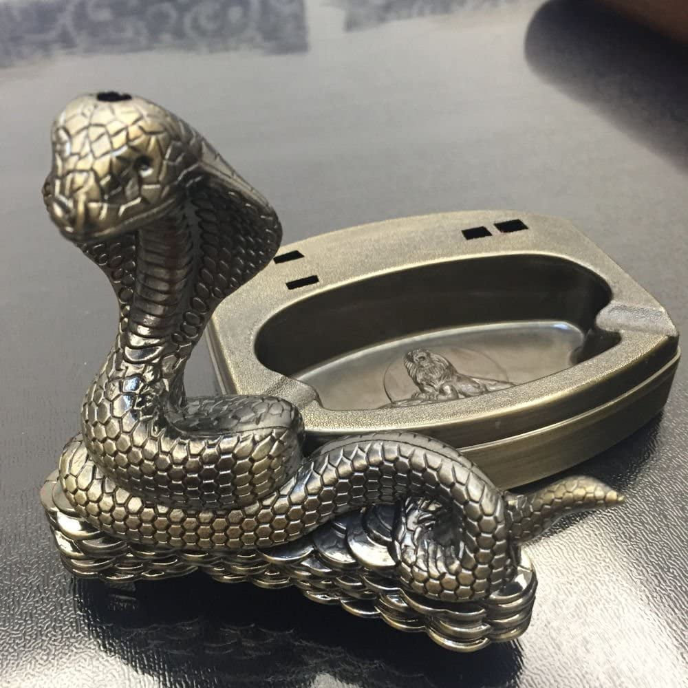 Piioket Snake Cobra Shaped Novelty Cigarette Cigar Lighter Refillable Butane Gas Lighter with Ashtray Ash Tray