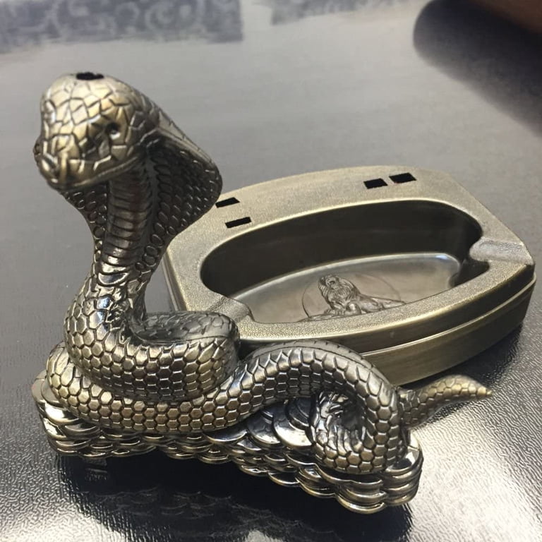 Piioket Snake Cobra Shaped Novelty Cigarette Cigar Lighter Refillable  Butane Gas Lighter with Ashtray Ash Tray