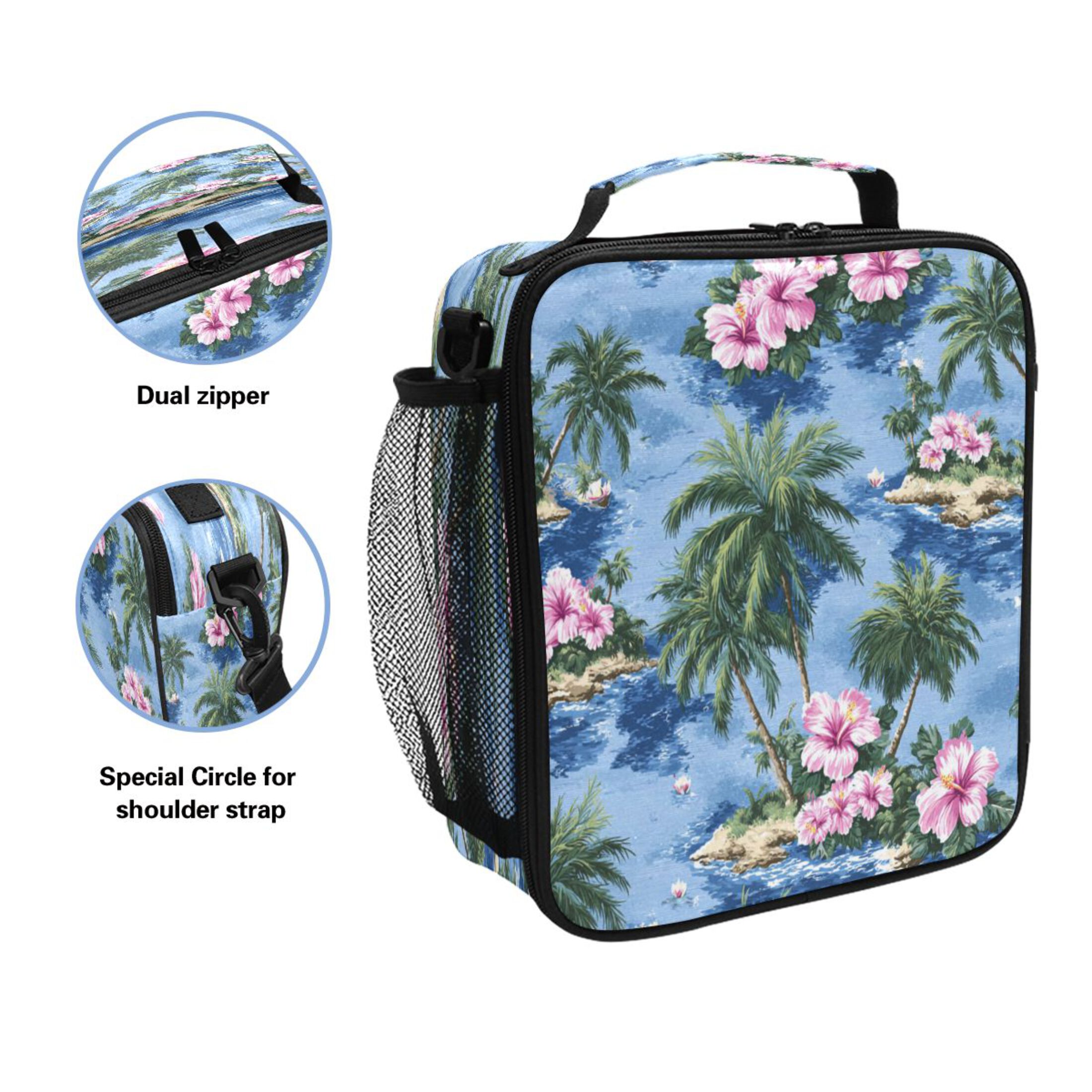 10.5X9.5in Square Insulated Lunch Bag Leak-proof Lunch Box for Outdoor Work Picnic Small Islands and Beautiful View
