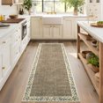 thumbnail image 2 of GlowSol 2'x6' Modern Floral Bordered Runner Rug Washable Non-Slip Bedroom Runner Rug Soft Hallway Runner Rugs for Laundry Room, Dark Camel/Beige, 2 of 8