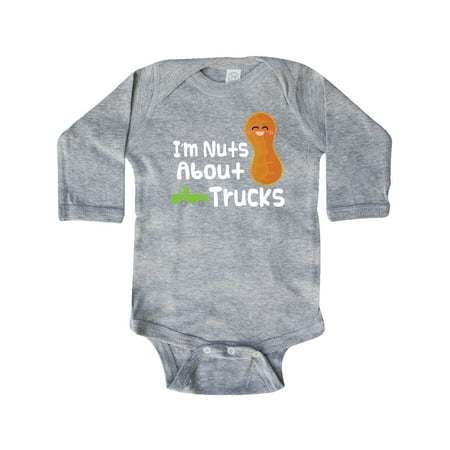

Inktastic Nuts About Trucks Outfit Boys Gift Baby Boy Long Sleeve Bodysuit