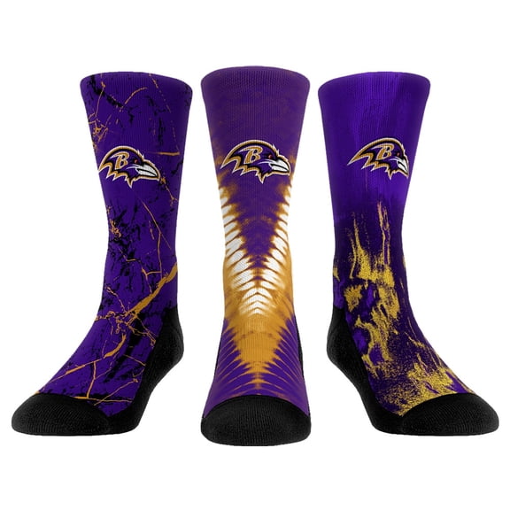 Unisex Rock Em Socks Baltimore Ravens 3-Pack Crew Socks Set