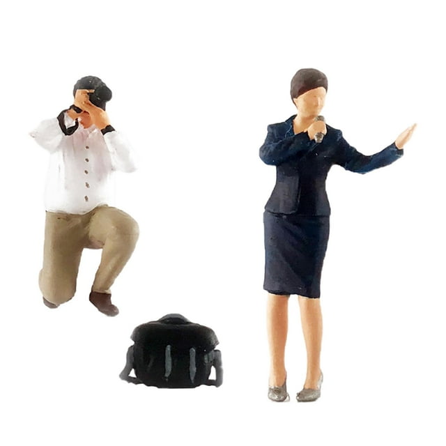 Milaget 1/64 Figures Interview Photography Scene Movie Character for DIY Projects Building Kit Hostess Black
