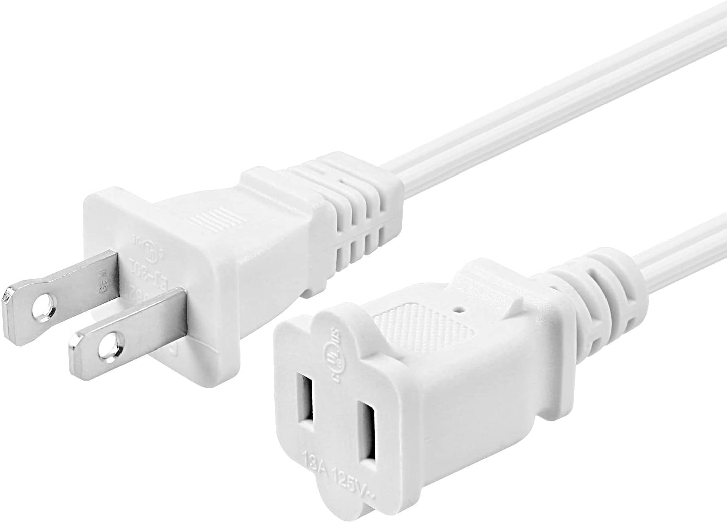 2 Prong Extension Cord US AC 2Prong Male and Female Power Cable SPT2 16AWG 13A/125V. USA Outlet