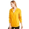 thumbnail image 2 of Sofra Women's Cotton Comfort Zip Up Hoodie Jersey Sweater - Mustard - Medium, 2 of 4