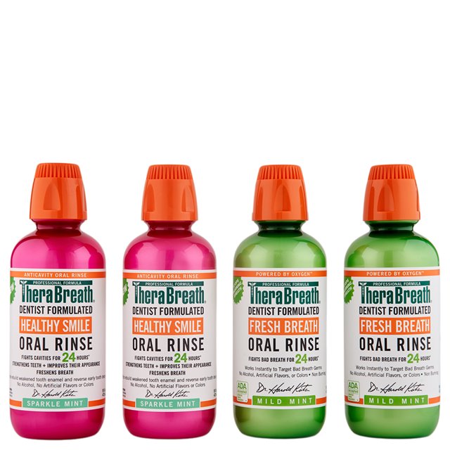 TheraBreath Healthy Smile Oral Rinse 2 Ct 16oz & Mild Mint Oral Rinse 2 Ct 16oz