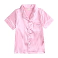 thumbnail image 5 of eczipvz Girls Pajamas Satin Pajama Set Silk Pjs Short Sleeve Sleepwear Loungewear Clothes Set Pink 13-14 Years, 5 of 7