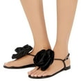thumbnail image 2 of FSJ Women Casual Flower Thong Flat Sandals Adjustable Ankle Strap Buckle Casual Flip Flops Summer Beach Dress Shoes Size 10 Black, 2 of 5