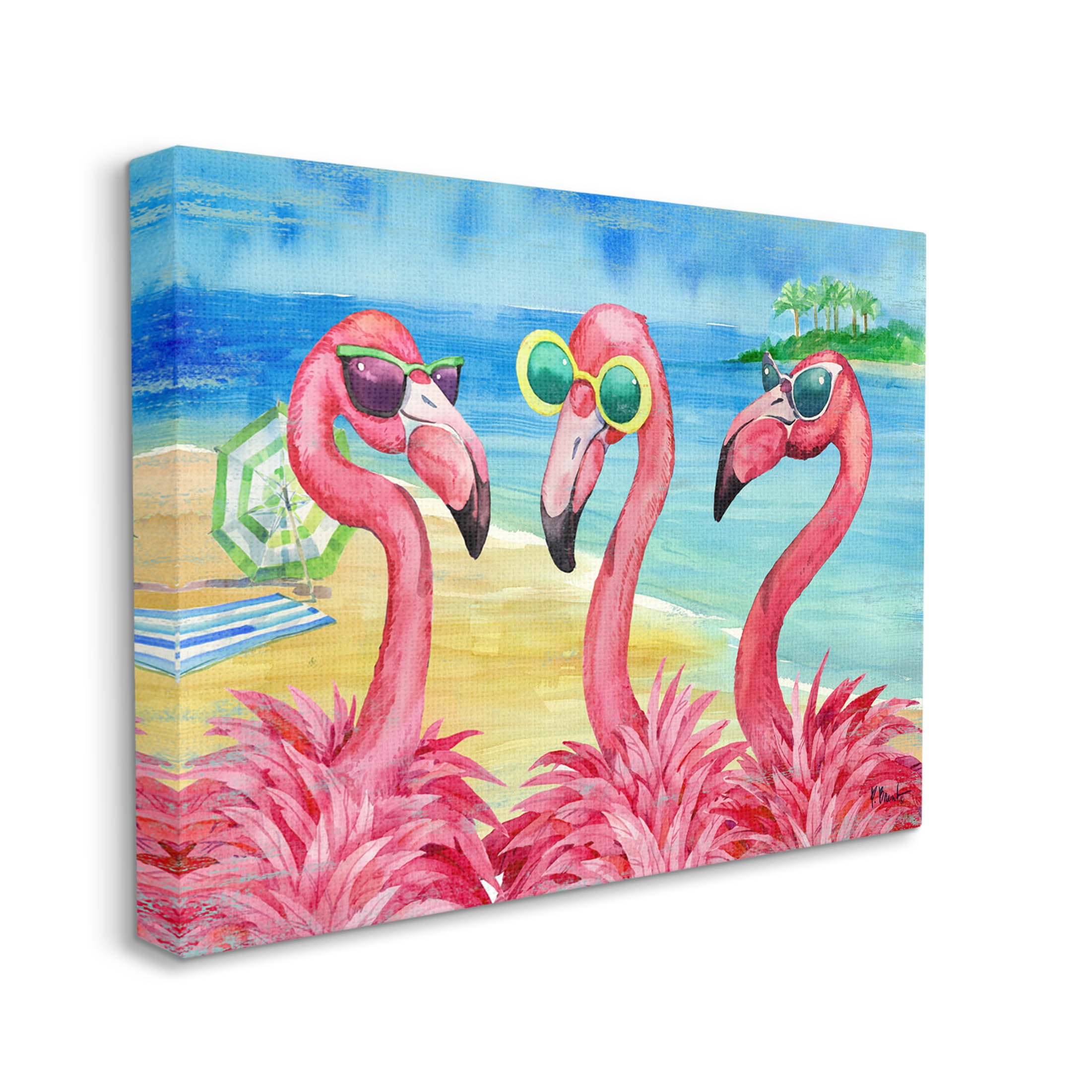 Stupell Industries Flamingo Girlfriends Tropical Coast Graphic Art Gallery Wrapped Canvas Print Wall Art, Design by Paul Brent