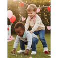 thumbnail image 6 of BemeyourBBs Toddler Baby Boy Fall Winter Spring Sweatshirt Valentines Day Outfits Tractor Embroidery Quarter Zip Pullover Plaid Lapel Long Sleeve Collared Shirt Sweater Tops, 6 of 9