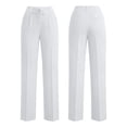 thumbnail image 4 of Favoffer Women Dress Wide Leg Pants High Waist Draped Straight Tube Solid Color Solid Color Functional Side Pockets Business Tailored Slacks for Office Daily Commute, 4 of 9