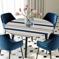 thumbnail image 5 of Elastic Fitted Round Tablecloth, Beige Navy Blue Striped Waterproof Stretch Table Cover for 36"-44" Tables, Farmhouse Stripes Modern Abstract Art Washable Outdoor Tablecloths for Patio, Picnic, 5 of 9