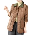 thumbnail image 2 of Dwaogom Fashion Women Comfortable Casual Put Together Button Pocket Solid Color Long Sleeve Turndown Collar Hoodless Casual Outwear Tan Wool Coat Gold Puffer Jacket Button Down, 2 of 4