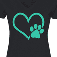 thumbnail image 4 of Inktastic Teal Heart With Paw Print Women's V-Neck T-Shirt, 4 of 5