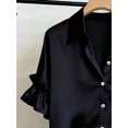 thumbnail image 3 of Women's Button Front Shirt with Collar and Ruffle Sleeves Short Sleeve Top for Summer Office Daily Wear, 3 of 5