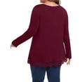 thumbnail image 6 of Cueply Womens Plus Size Tops Long Sleeve Shirts Crewneck Lace Tunic Blouses XL-4XL, 6 of 6