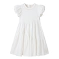 thumbnail image 2 of NIPAXO Girls Dress Puff Sleeve Floral Print Tiered Ruffle Hem Cotton Blend Summer Casual Dress for Girls with Lace Neckline White, 2 of 7