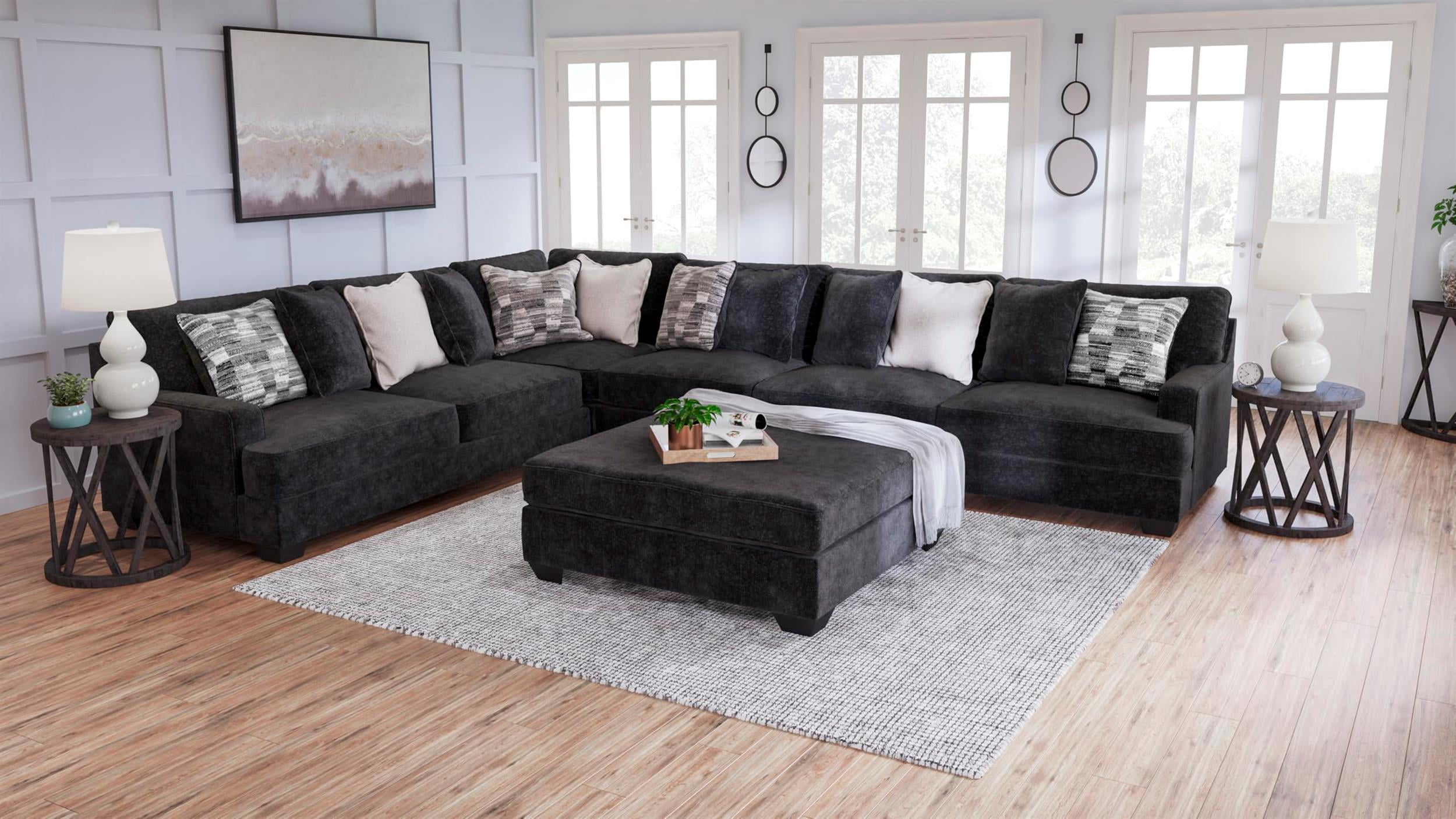 Signature Design by Ashley Lavernett Oversized Fabric Accent Ottoman in Charcoal