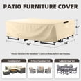 thumbnail image 3 of Patio Table Cover Rectangular, Heavy Duty Waterproof Outdoor Sectional Sofa Set Cover, Patio Furniture Set Cover with Sturdy Handles,98" L x 78" W x 32" H,Beige, 3 of 7