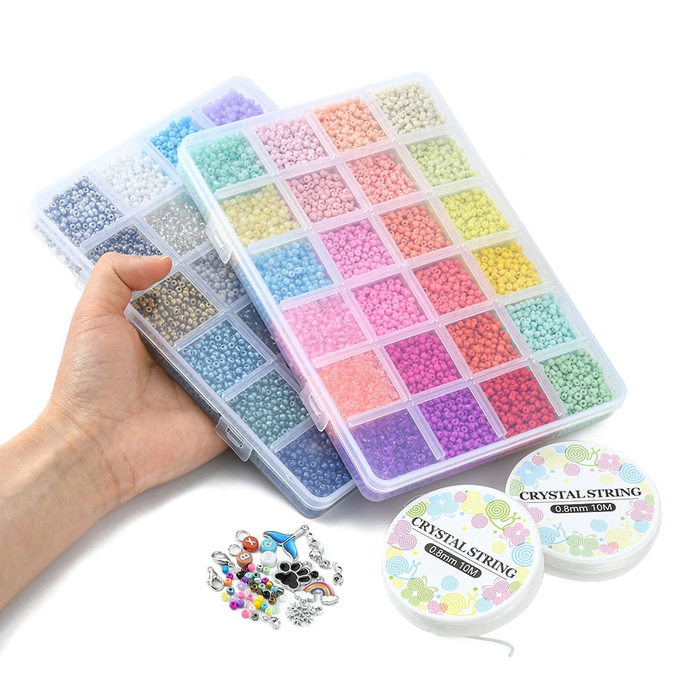 1set Letter Bracelet Necklace Making Kit Including Round Seed & Acrylic Beads Rainbow & Cloud & Snowflake & Butterfly Alloy Pendants Mixed color
