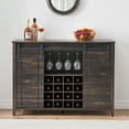 thumbnail image 3 of Homhougo Farmhouse Coffee Bar Cabinet with Storage, Wine Bar Cabinet with 16 Bottle Wine Rack and Glasses Rack, Pantry Cabinet with Sliding Barn Door for Kitchen, Dining Room,Dark Oak, 3 of 9