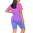 thumbnail image 6 of DHFJKG Women's 2 Piece Sets Summer Outfits Matching Clothing Oversized Gradient Short Sleeve V Neck T Shirts Biker Shorts Set Workout Stylish Outfit, 6 of 6