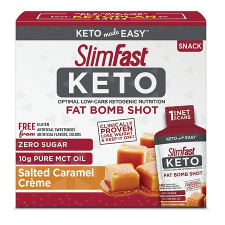 SlimFast Keto Fat Bomb Shot, Salted Caramel Crème, 10 fl. oz, Pack of 10