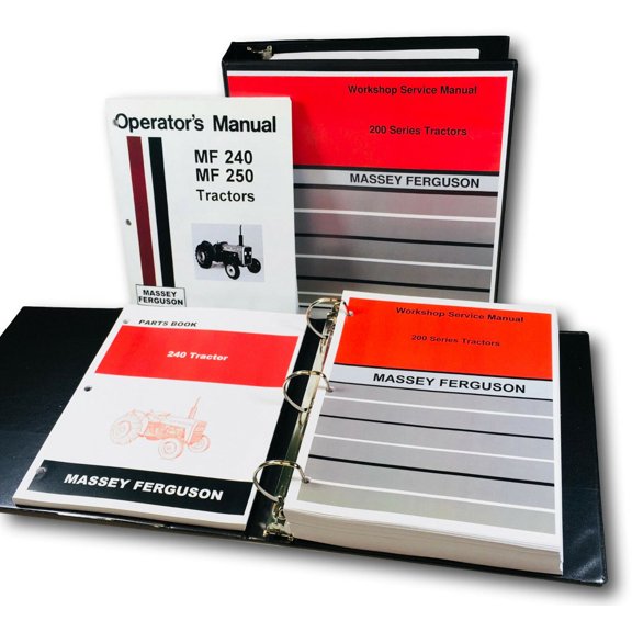 Massey Ferguson 240 Tractor Service Parts Operators Manual Shop Ovhl Master Set