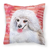 Carolines Treasures BB9770PW1818 Medium White Poodle Love Fabric Decorative Pillow  18H x18W multicolor