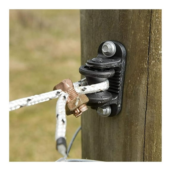 IROLLB10-EB Horse Fence Post Insulators - Black Wood Post Insulator for Electric Fence, 10 Pack - Safe & Secure Horse Fencing System for Inside & Outside Corners