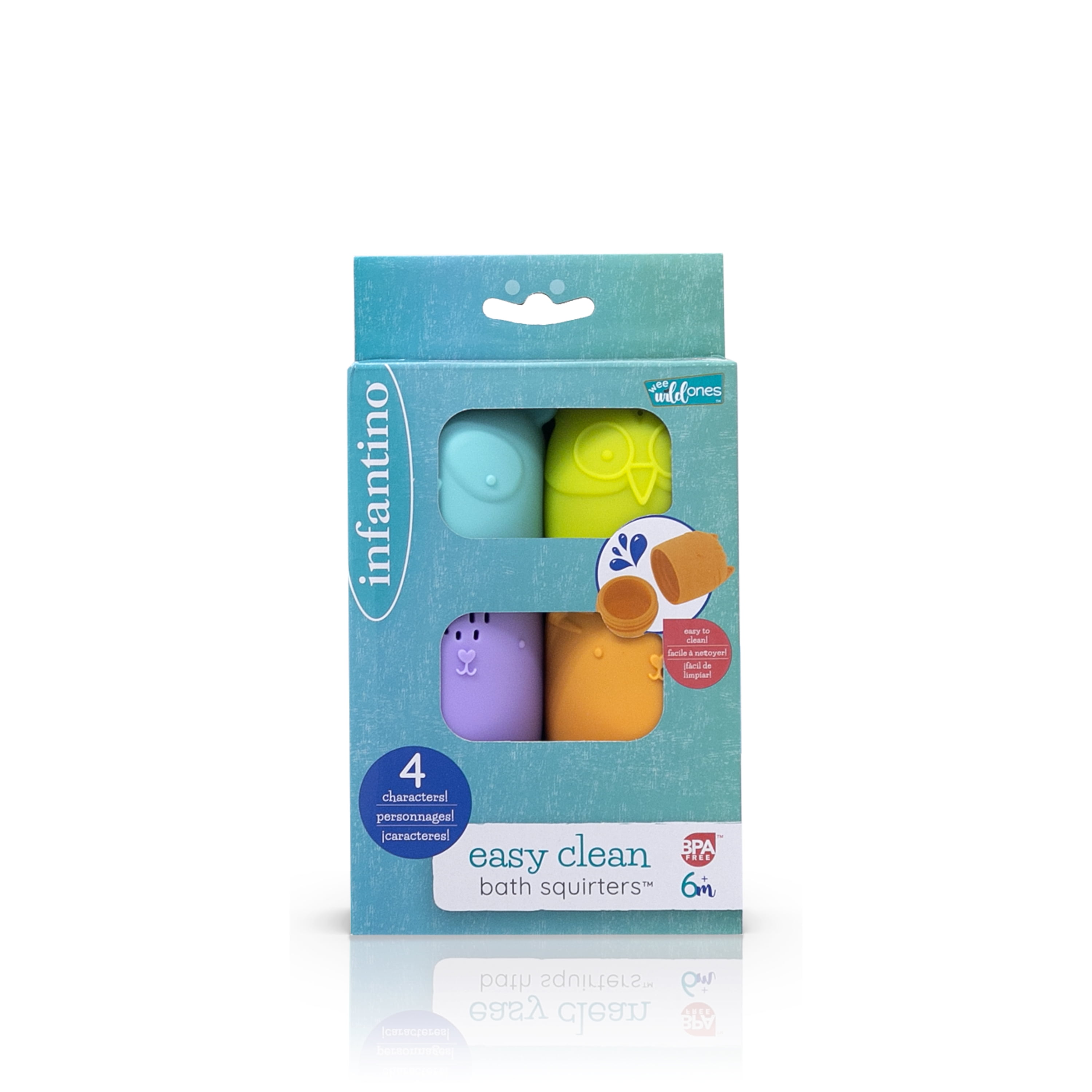 Infantino Clean Bath Silicone Squirters, for Babies 6-12 Months, Multicolor, 4-Pack