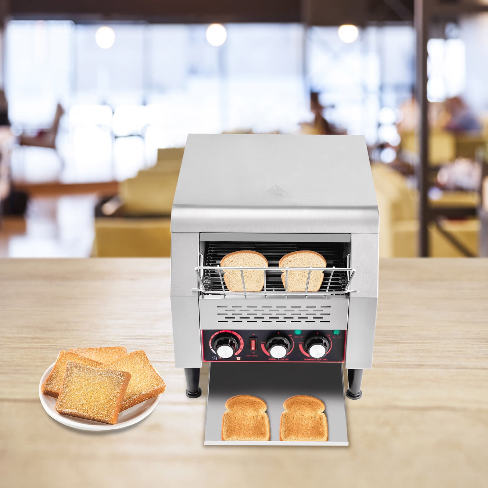 Conveyor Toaster with 2200W High-Power, Stainless Steel Construction, Adjustable Heating Modes, and Multi-Speed Control – Toasts 300 Slices Per Hour, Easy to Operate and Clean