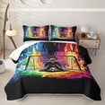 thumbnail image 2 of Feelyou Fire Goalkeeper Soccer Twin Quilt Set for Boys, Rainbow Flame Football Twin Coverlet Set, 2-Piece, 2 of 7