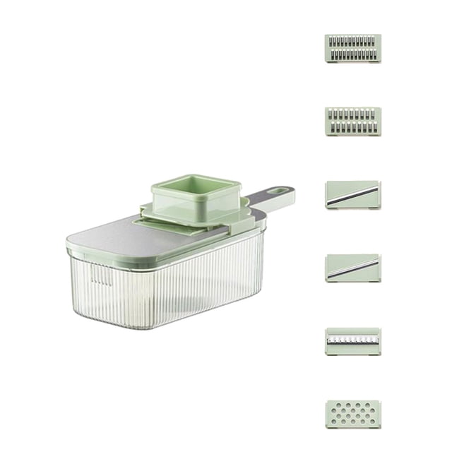 Boovnll Kitchen Gadgets, Versatile Multifunctional Grater with Six Cutting Tools Round Vegetable Chopper Comes with Container Useful Food Chopper Efficient Vegetable Chopper With, Home and Kitchen