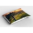 thumbnail image 2 of Ambesonne European Pillow Sham 2 Pack, Morning Sunbeams Sky, 36"x20", Fern Green Yellow, 2 of 3