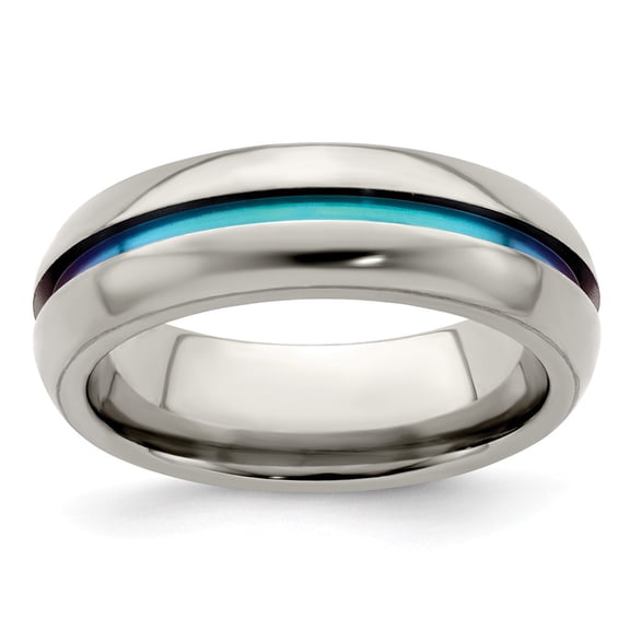 Edward Mirell Titanium Multi-Colored Anodized Center 7mm Band Size: 11; for Adults and Teens; for Women and Men