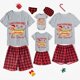 thumbnail image 1 of Pijama familiar a juego de Navidad, conjunto de Pijama corto de Dachshund a través de la nieve gris, 1 of 4