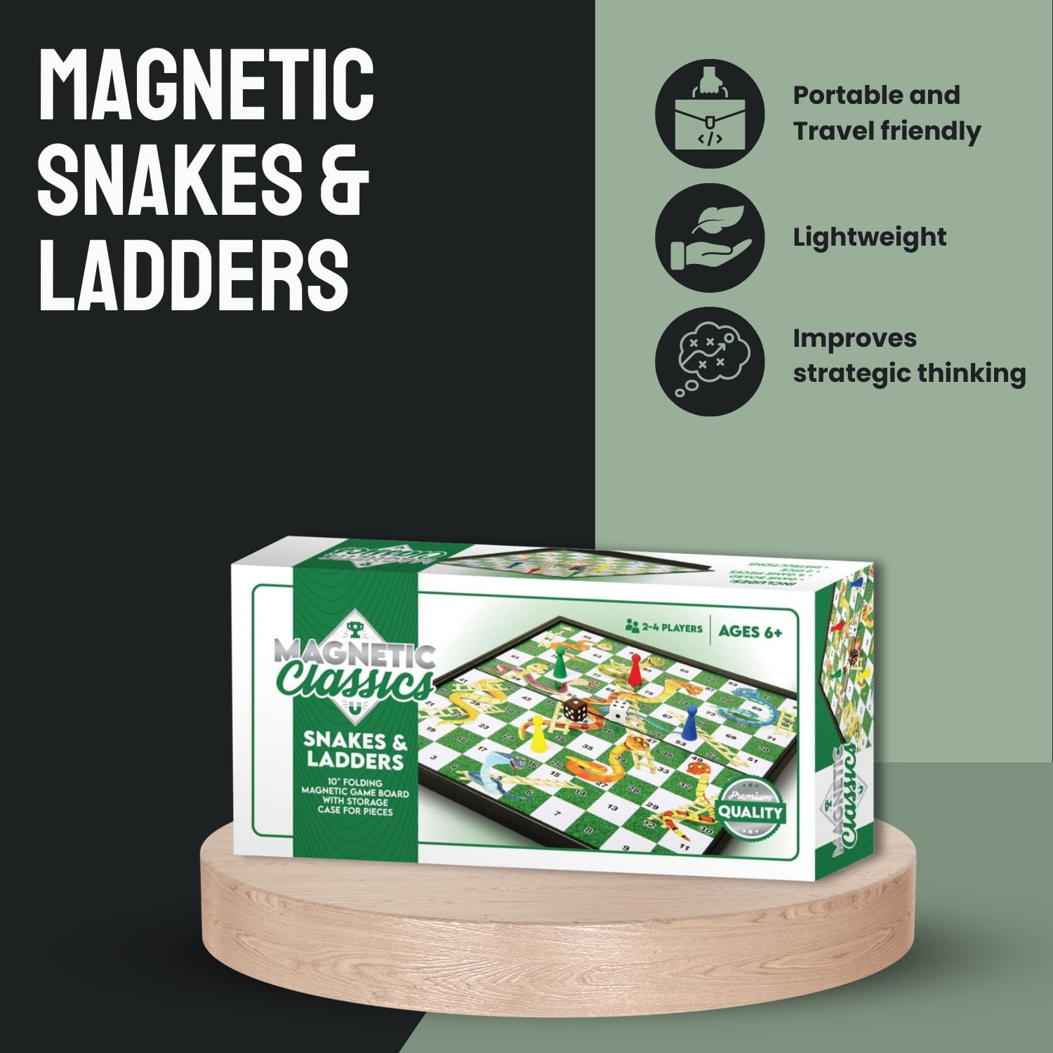 Tradeopia Magnetic Classics – 10 Inch Magnetic Snakes & Ladders, Magnetic Classic Game
