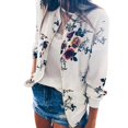 thumbnail image 2 of Veste Bomber Rétro à Fleurs à Fermeture Éclair pour Femmes Dames Manteau Décontracté Vêtement d'Extérieur, 2 of 7