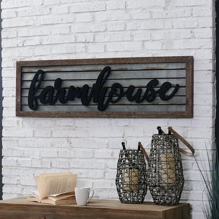 FirsTime & Co. Brown Corrugated Farmhouse Wall Décor, Farmhouse, Framed, 39.5 x 1.5 x 12 in