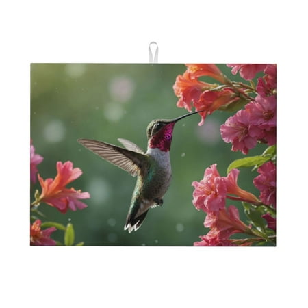 

Qekee Humming Bird 1 Print Dish Drying Mat Dishes Drainer Mat for Kitchen Counter Microfiber Absorbent Dish Draining Reusable Washable Draining Racks Extra Large 18 x24