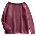 thumbnail image 4 of Arlun Off the Shoulder Sweaters for Women Casual Long Sleeve Fall Winter Lightweight Sweater Trendy Solid Color Soft Cozy Ribbed Knitted Oversized Pullover Loose Fit Jumper Wine M, 4 of 4