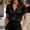 Black, variant on Womens Short Sleeve Blouse, Collared Satin Flowy Drape Business Top Black XXL