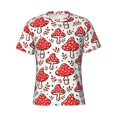 thumbnail image 4 of Vsdgher Amanita Red Mushroom Print Men's Dry Fit Mesh Athletic Shirts Moisture Wicking Tennis T-Shirt Tops, 4 of 9