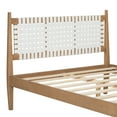 thumbnail image 6 of Christopher Knight Home Queen Bed Frame with White Woven Leather Headboard, Solid Wood, Natural Finish, 6 of 10